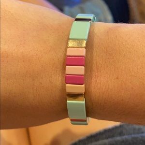 Enamel tile stretch bracelet